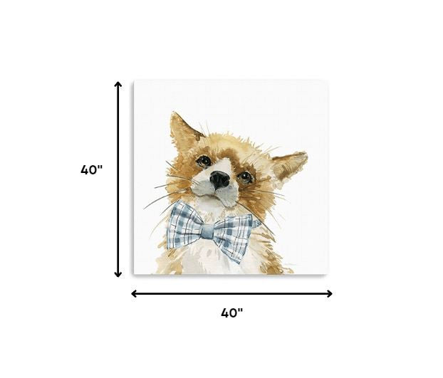 20" x 20" Watercolor Cutie Bow Tie Fox Canvas Wall Art HomeRoots