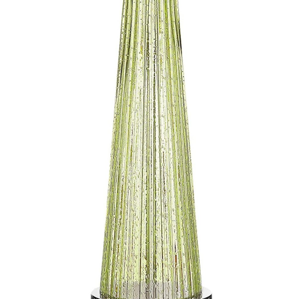 29" Green Glass Buffet Lamp With Off White Empire Shade HomeRoots