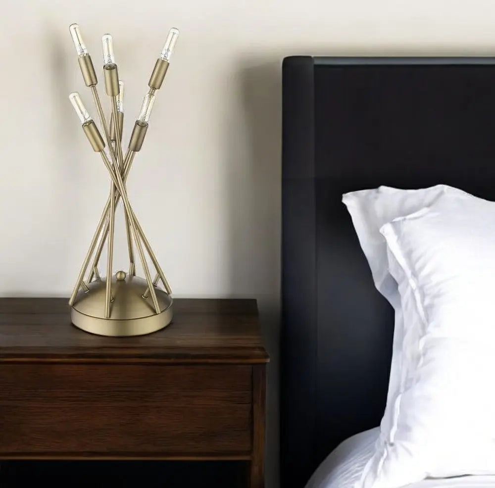 19" Brass Metal Six Light Novelty Table Lamp HomeRoots