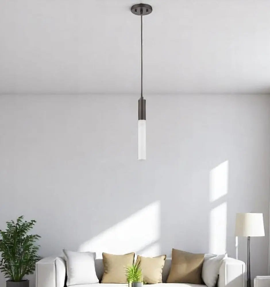 Bronze Pendant Hanging Light with Frosted Glass Shade HomeRoots
