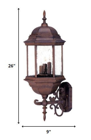 Three Light Brown Domed Textured Glass Lantern Wall Light HomeRoots