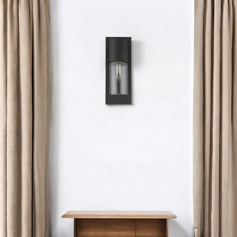 Contemporary Matte Black and Glass Wall Light HomeRoots