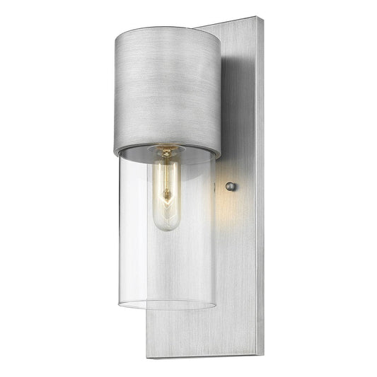 Contemporary Brushed Silver and Glass Wall Light HomeRoots