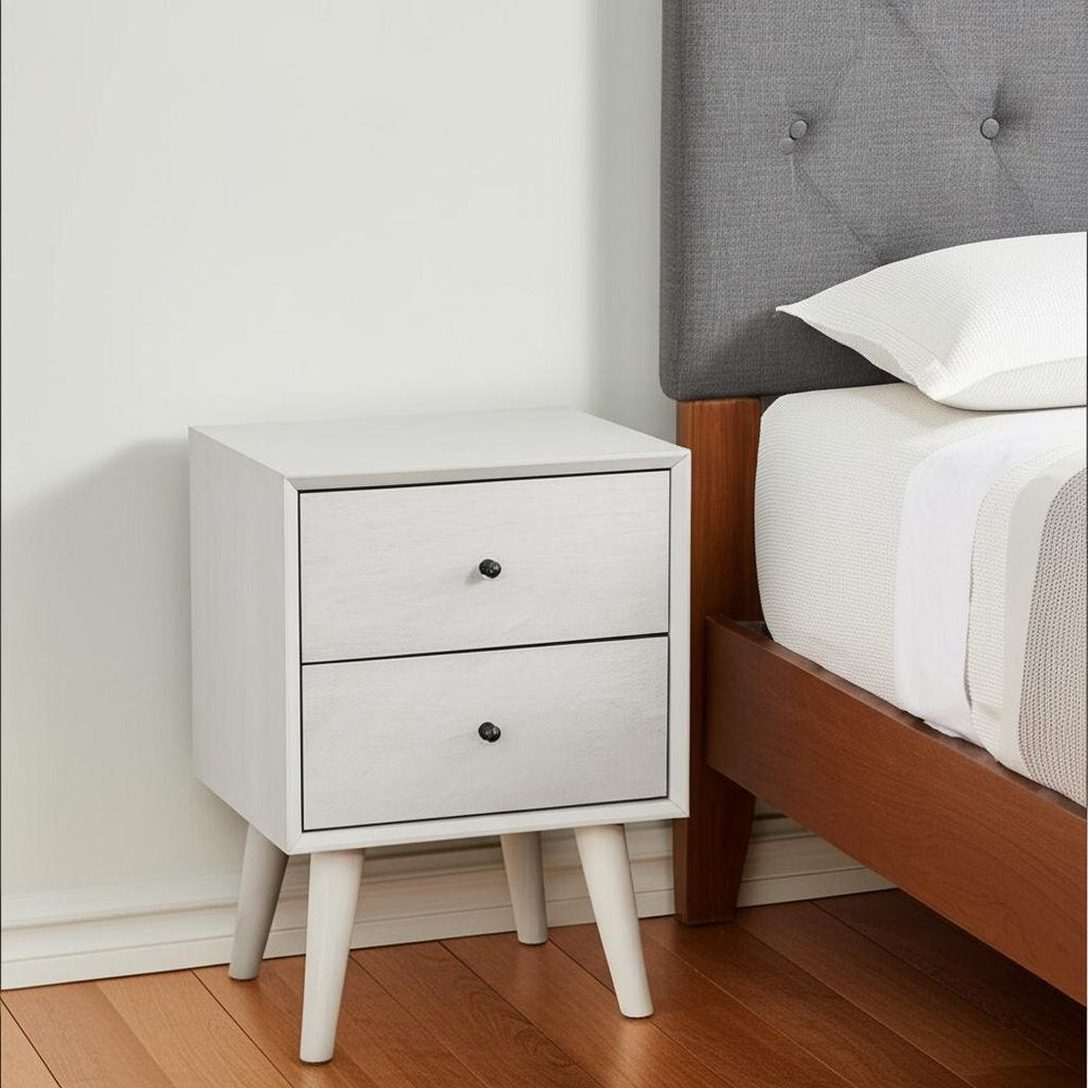 Gray Century Modern Wood 2 Drawer Nightstand HomeRoots