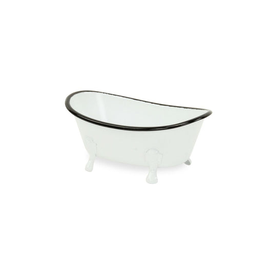 3" White Fabric Hand Painted Decorative Tub Tabletop Sculpture HomeRoots