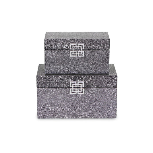 Set of Two Gray Wooden Boxes HomeRoots