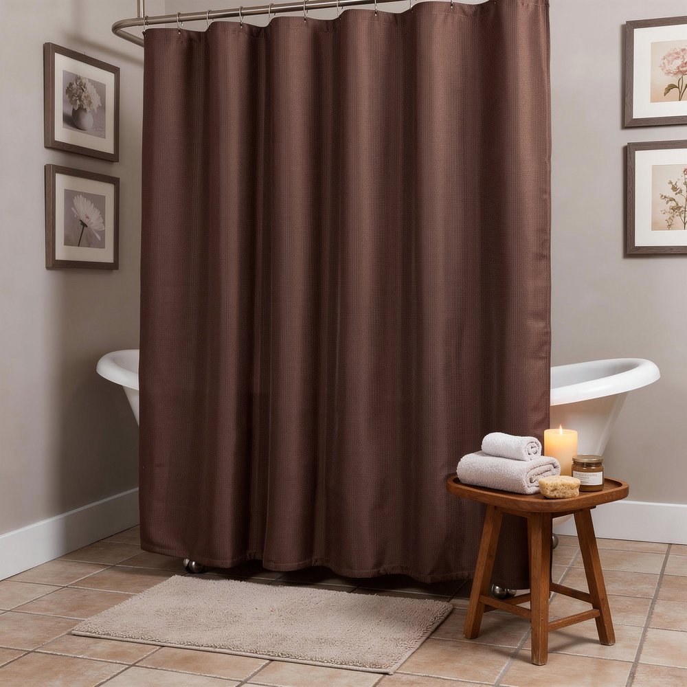 Luxurious Brown Waffle Weave Shower Curtain HomeRoots