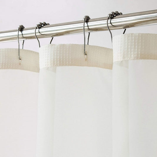 Ivory Sheer and Grid Shower Curtain and Liner Set HomeRoots