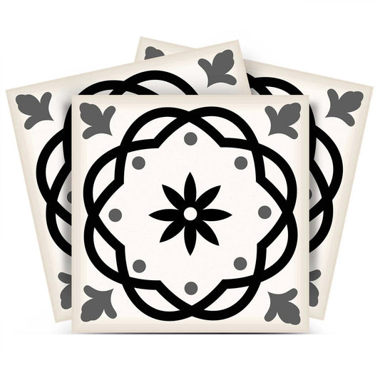 4" X 4" Black and White Rolla Peel and Stick Removable Tiles HomeRoots