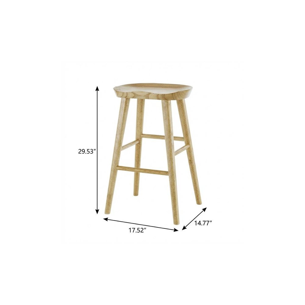 29" Natural Manufactured Wood Backless Bar Height Bar Chair HomeRoots