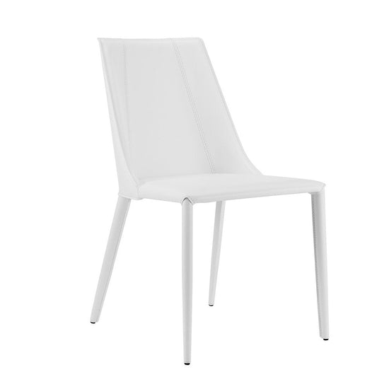 White Upholstered Leather Dining Side Chair HomeRoots