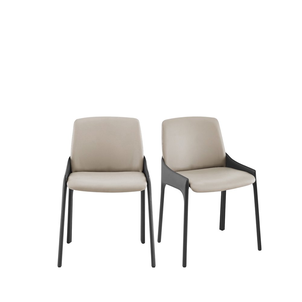Set of Two Gray and Black Upholstered Leather Dining Side Chairs HomeRoots