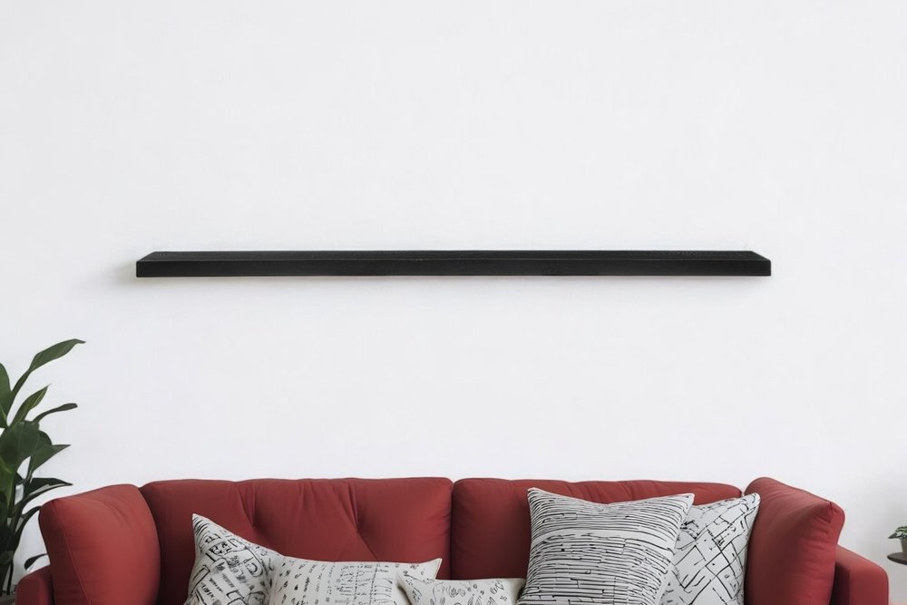 75" Black Wooden Wall Mounted Floating Shelf HomeRoots