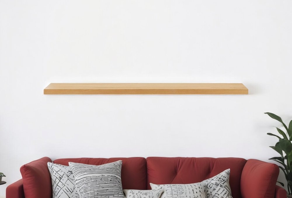 75" Natural Wooden Wall Mounted Floating Shelf HomeRoots