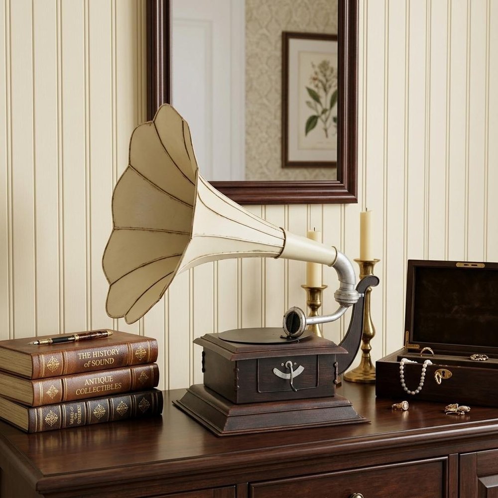 c1911 HMV Gramophone Built to Scale Model Sculpture HomeRoots