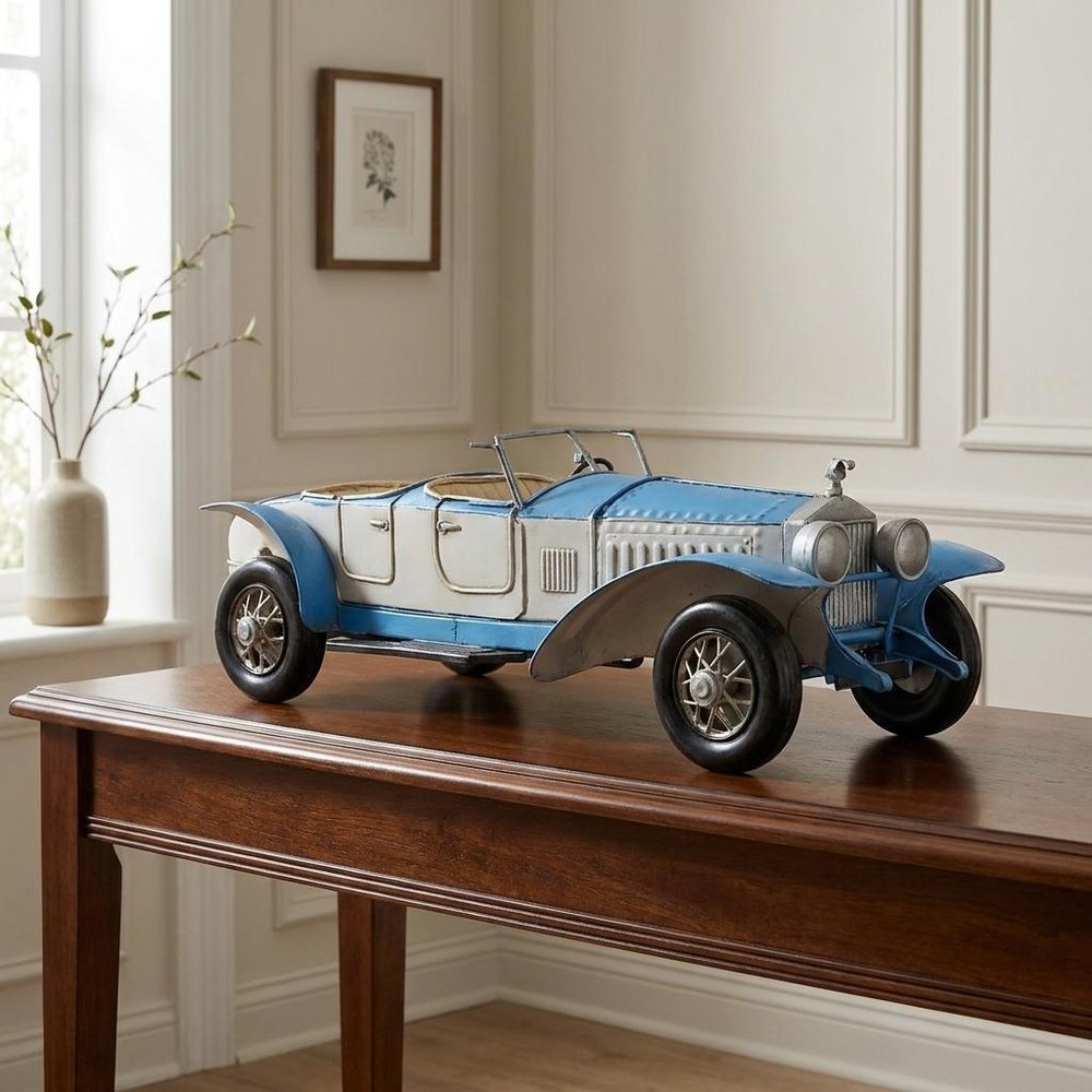 4" White Metal Hand Painted Model Car HomeRoots