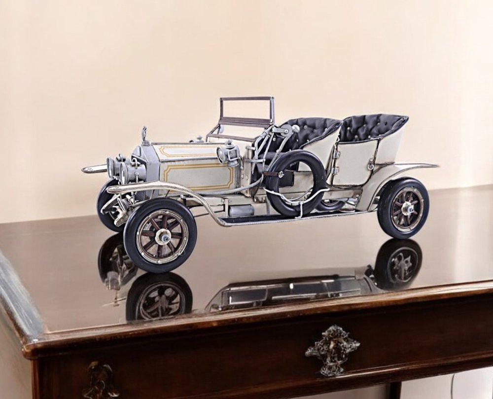 8" Silver Metal Hand Painted Model Car Tabletop Sculpture HomeRoots