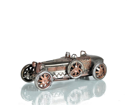 c1924 Bugatti Bronze and Silver Racecar Model Sculpture HomeRoots