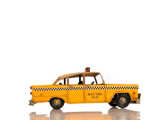 13" Yellow Metal Hand Painted NYC Taxi Tabletop Sculpture HomeRoots