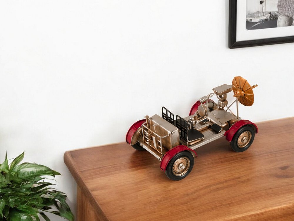 5" Red And Silver Metal Hand Painted Model Car Tabletop Sculpture HomeRoots