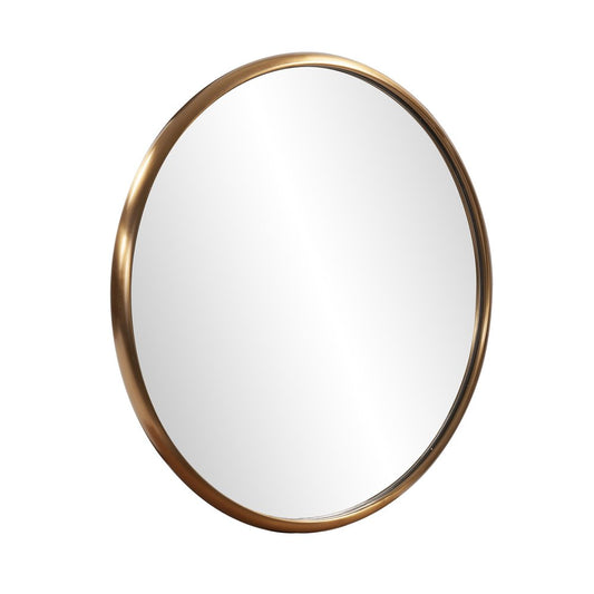 20" Antiqued Brass Round Metal Framed Accent Mirror HomeRoots