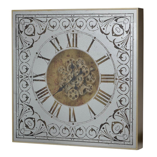32" Gold And Silver Metal Analog Distressed Square Wall Clock HomeRoots
