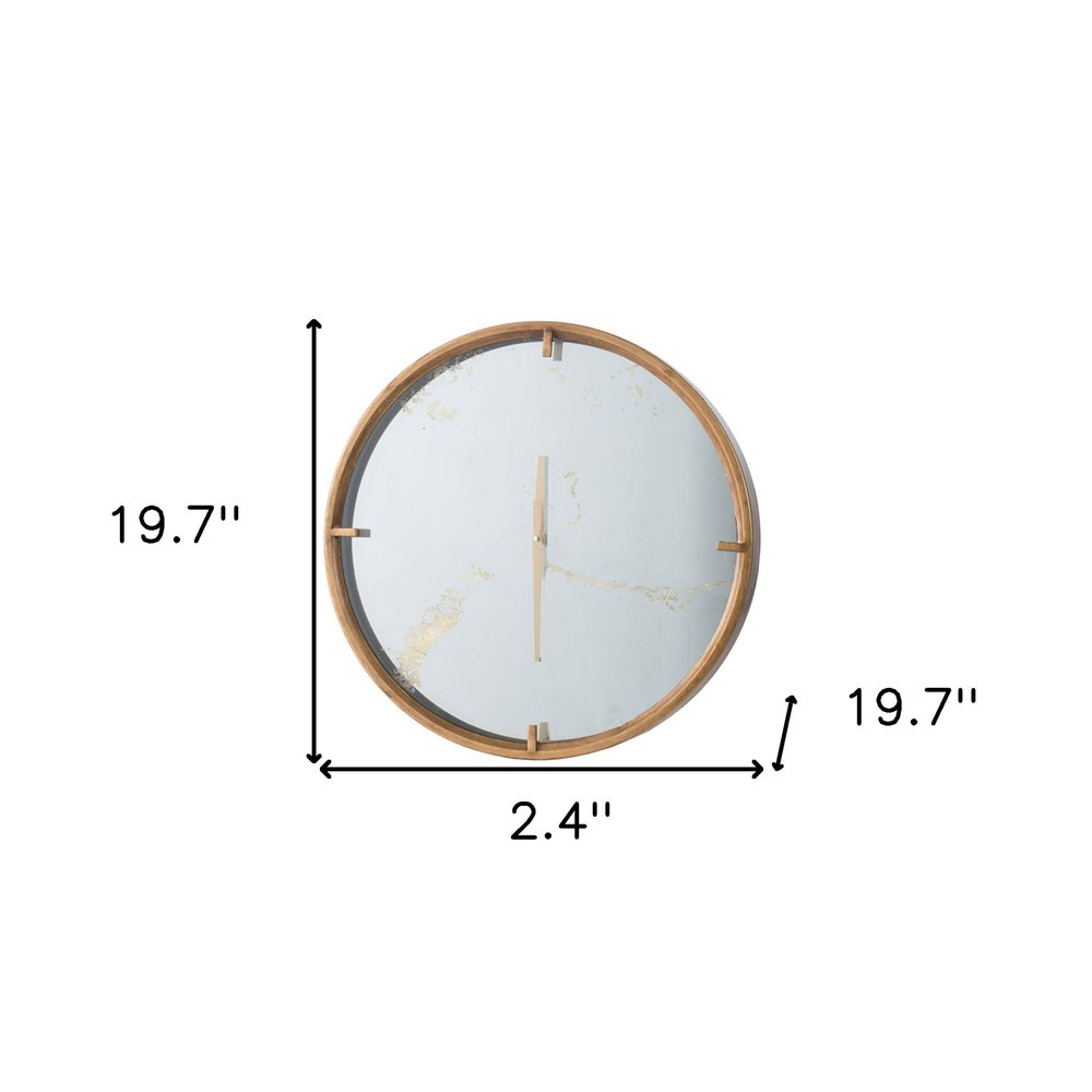 2" Round Gold Wood Analog Wall Clock HomeRoots