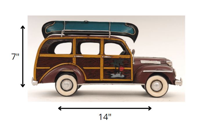 7" Burgundy Metal Hand Painted Model Car HomeRoots