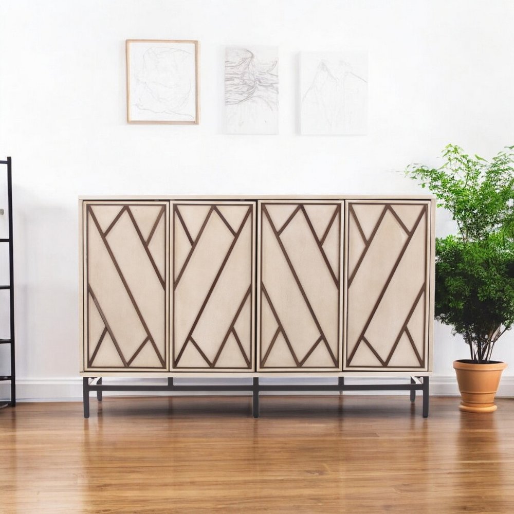 Champagne Deco Buffet Storage Cabinet HomeRoots