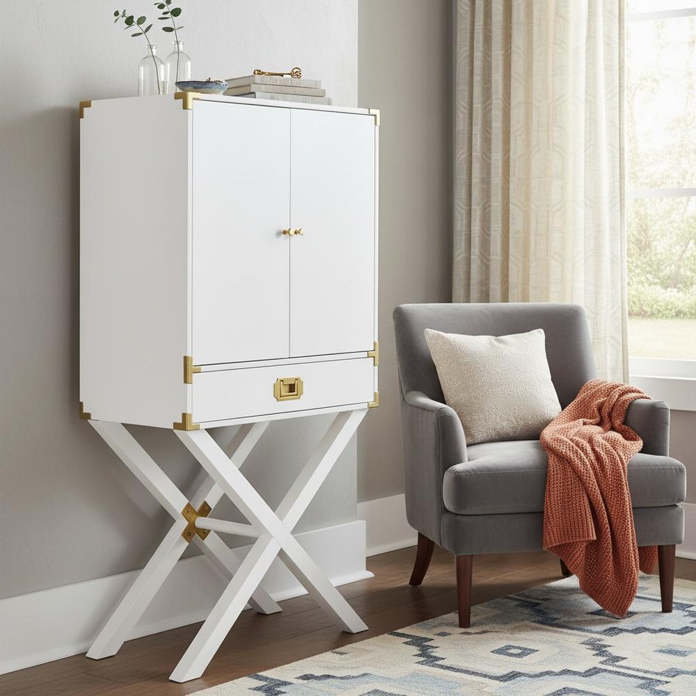 30" White Corner Display Stand With One Shelf And One Drawer HomeRoots