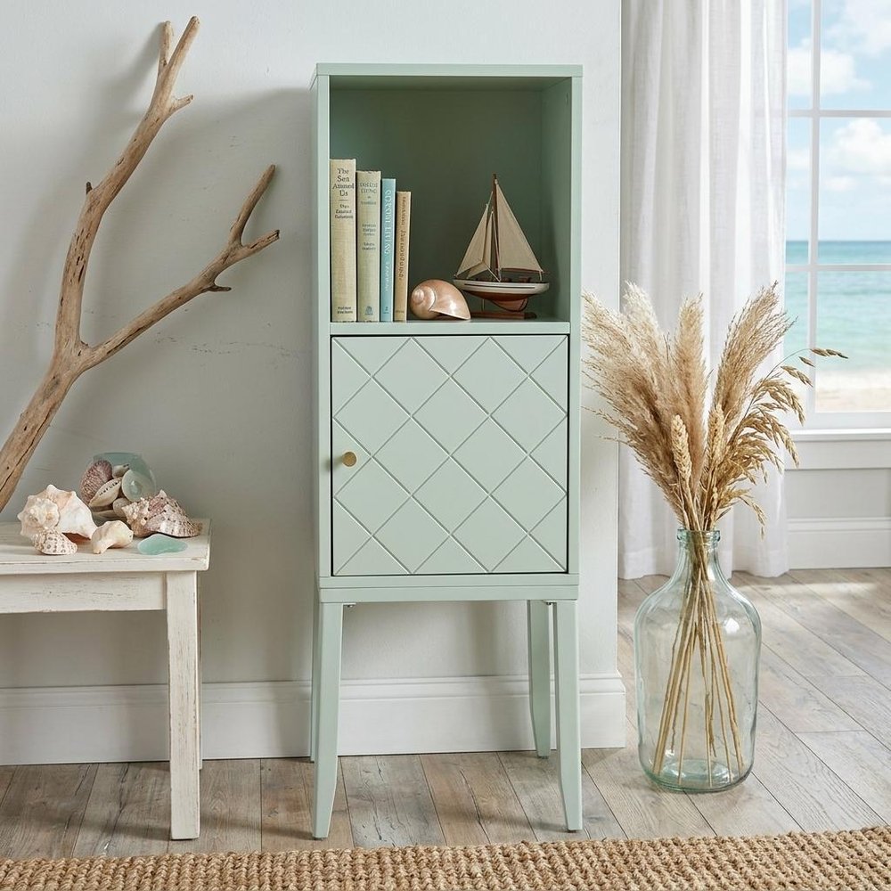 Pale Green Crosshatch Accent Storage Cabinet HomeRoots