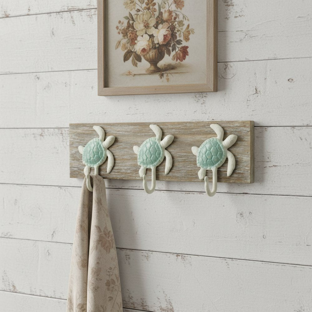 Coastal Sea Turtle Three Hook Coat Hanger HomeRoots