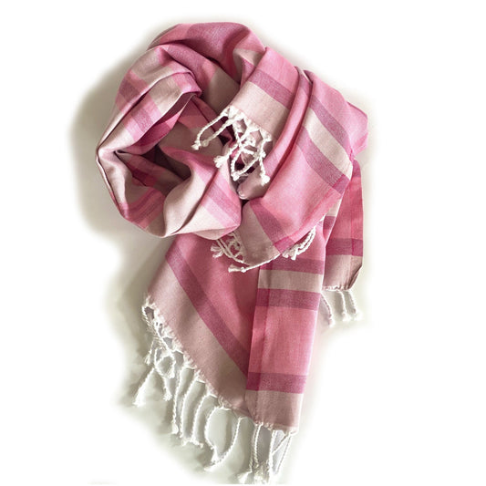 Shades of Pink Striped Design Turkish Beach Blanket HomeRoots