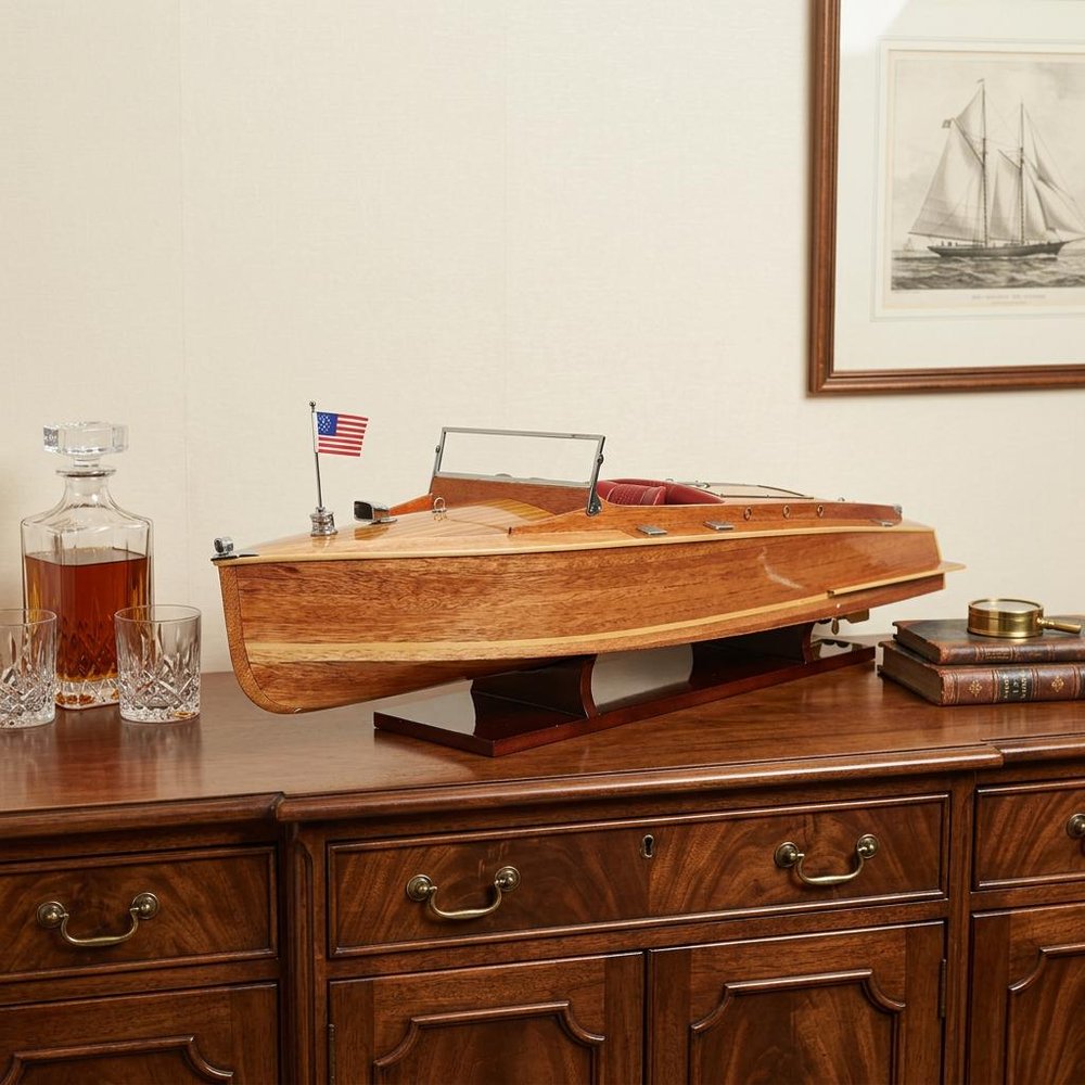 15" Natural Manufactured Wood Boat Sculpture HomeRoots