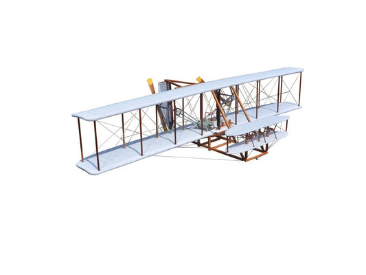 24" Brown And White Solid Wood Hand Painted Airplane Model Airplane HomeRoots