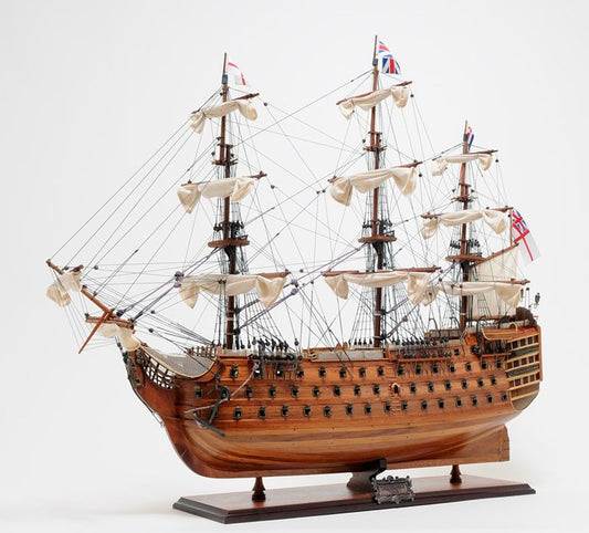 36" Brown Solid Wood Hand Painted Boat Model Boat HomeRoots