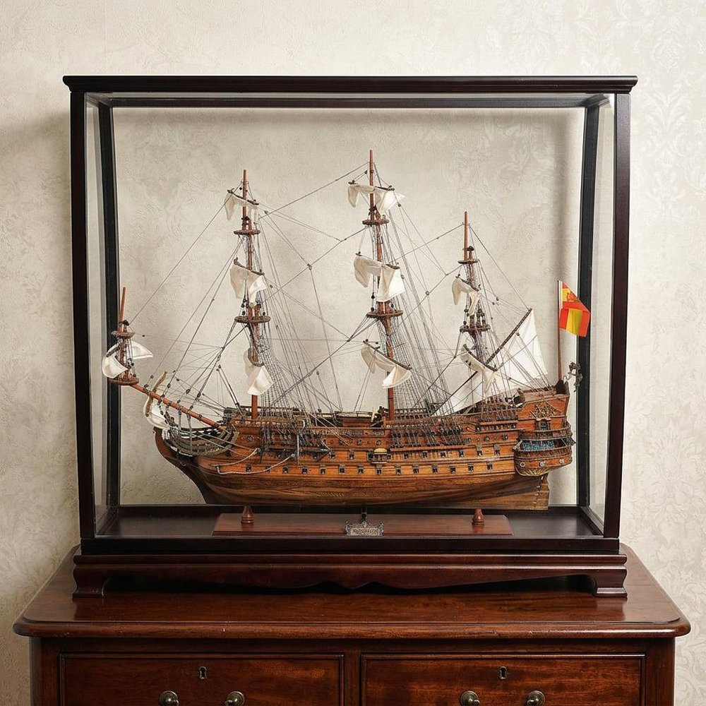 39" Wood Brown San Felipe Large Table Top Display Hand Painted Decorative Boat HomeRoots