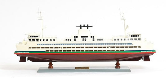 11" Brown and White Washington Ferry Boat Hand Painted Decorative Boat HomeRoots