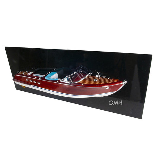 12" Wood Brown Riva Aquarama Half Hull Hand Painted Decorative Boat HomeRoots