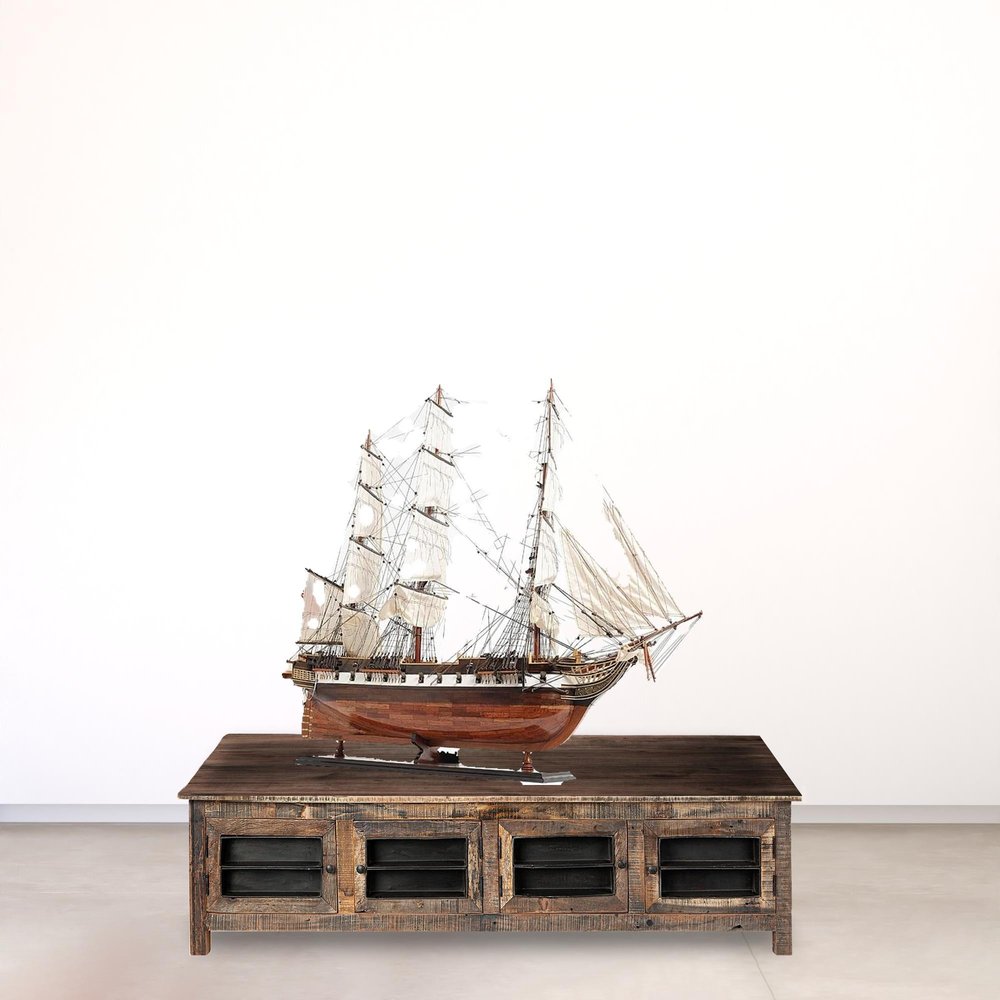 50" Wood Brown Hand Painted Sculpture HomeRoots