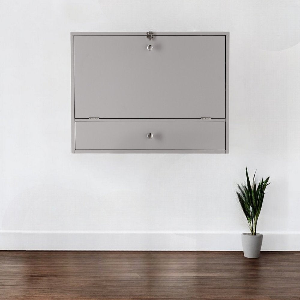 26" Gray Wall Mounted Floating Desk HomeRoots