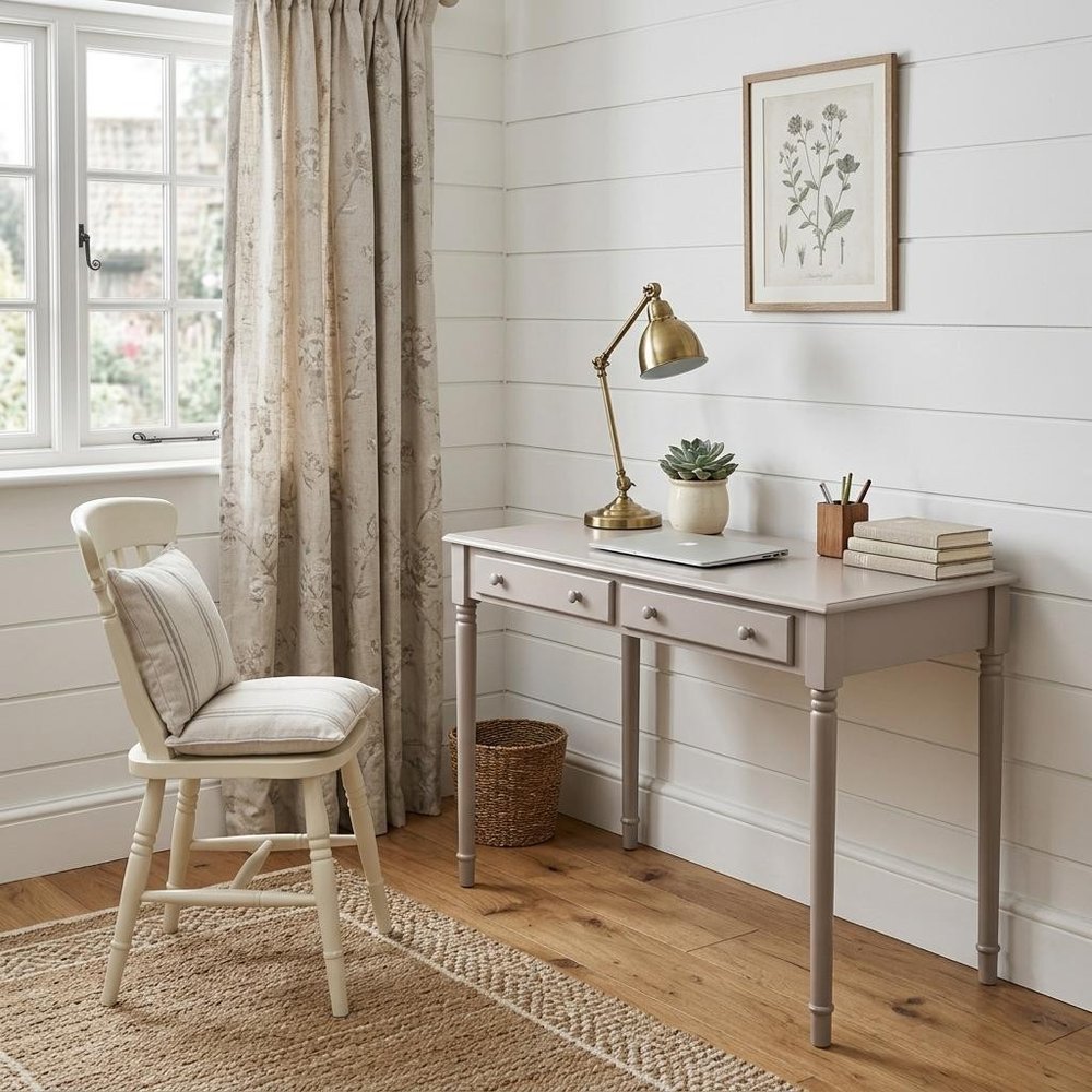 43" Gray Solid Wood Writing Desk With Two Drawers HomeRoots