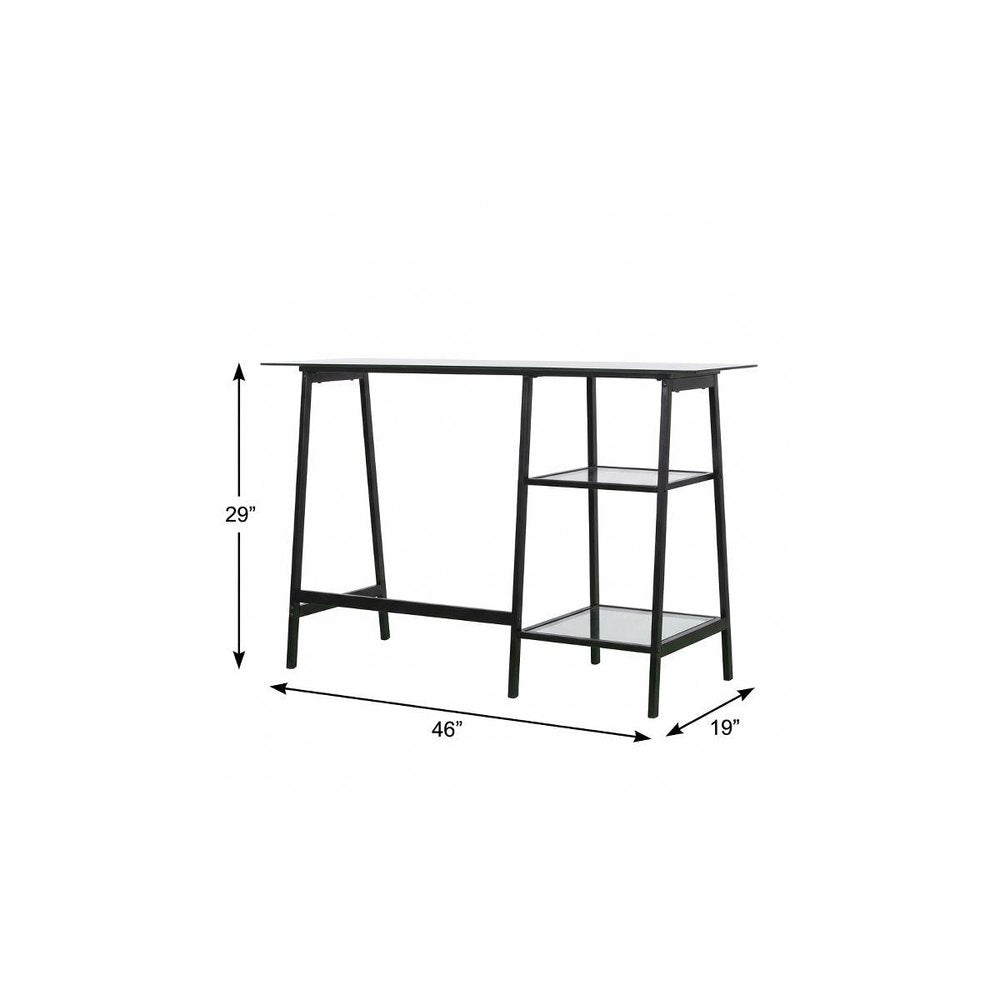 46" Clear and Black Glass Writing Desk HomeRoots