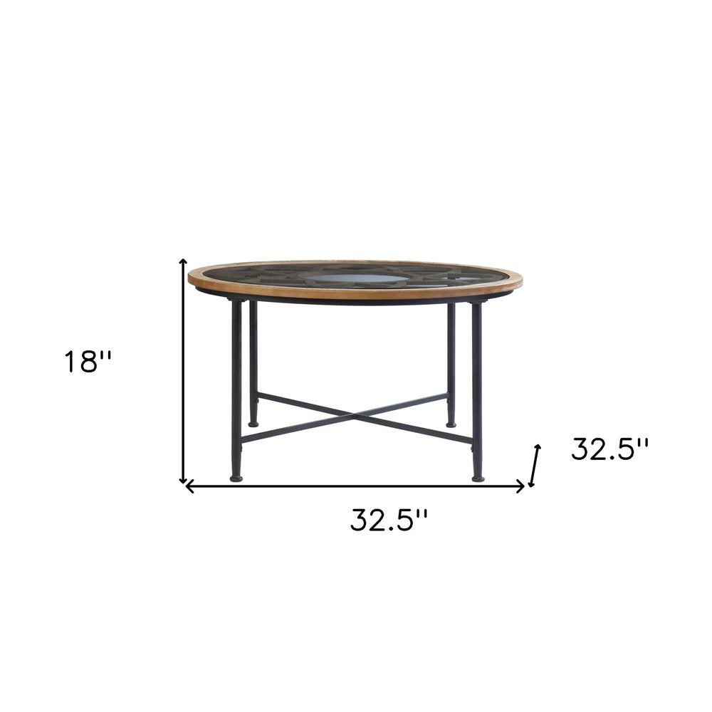 33" Floral Design Glass Top Round Coffee Table HomeRoots