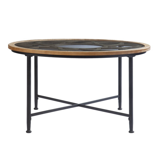 33" Floral Design Glass Top Round Coffee Table HomeRoots