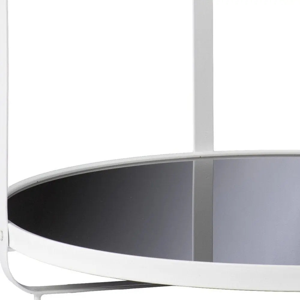 32" White Glass And Metal Two Tier Round Coffee Table HomeRoots