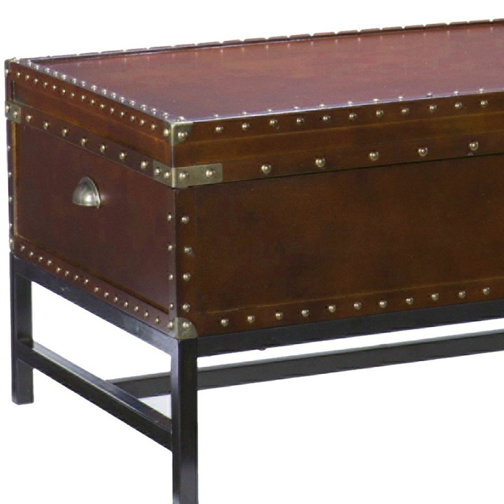42" Brown Manufactured Wood And Metal Rectangular Coffee Table HomeRoots
