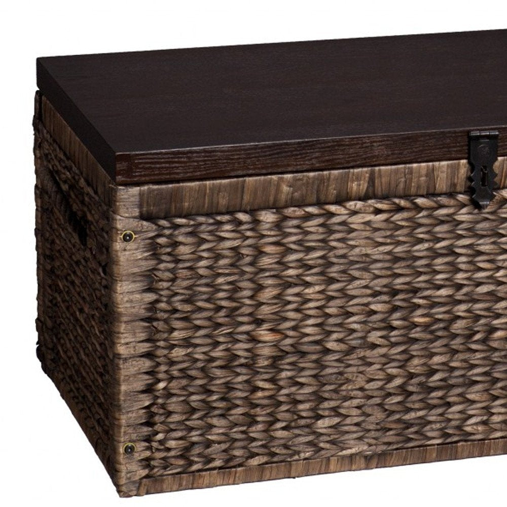 38" Brown Wood And Wicker With Iron Coffee Table HomeRoots