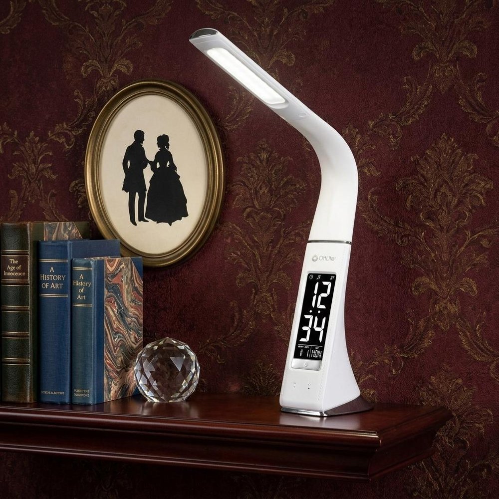 Contemporary White Sanitizing LED Desk Lamp HomeRoots