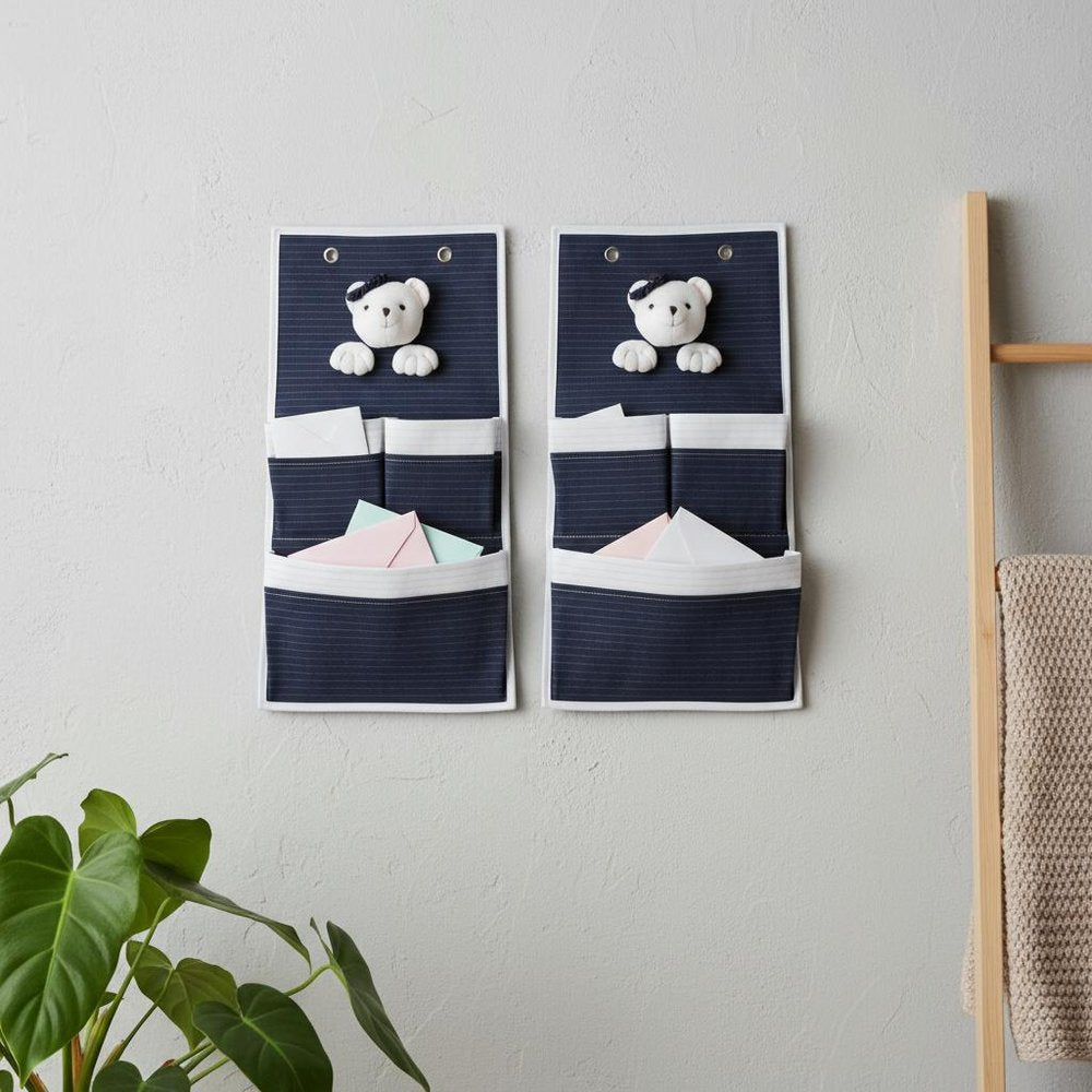 Set of Two Black And White Fabric Wall Hanger HomeRoots